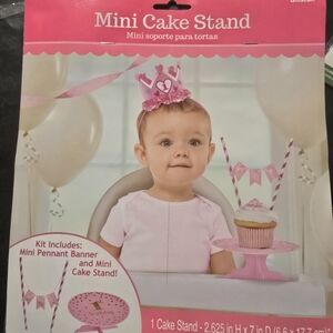 Amscan Pink Mini Cake Stand with Banner
